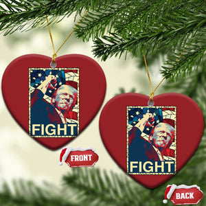 Trump 2024 Christmas Ornament Fight Fist Pump US Flag Vintage Style Stained Glass TS10 Heart Red Print Your Wear