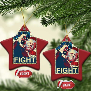 Trump 2024 Christmas Ornament Fight Fist Pump US Flag Vintage Style Stained Glass TS10 Star Red Print Your Wear