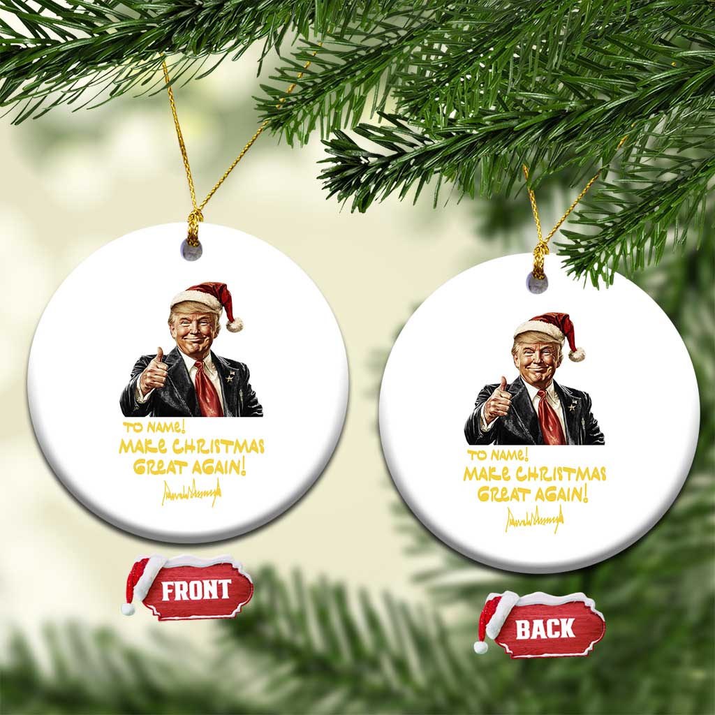 Personalized Trump 2024 Christmas Ornament Custom Name Make Xmas Great Again TS10 Circle White Print Your Wear