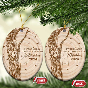 Personalized Couples Gift Christmas Ornament Custom Name Letter I Wood Marry You All Over Again Anniversary Wedding TS10 Oval Wood Print Your Wear