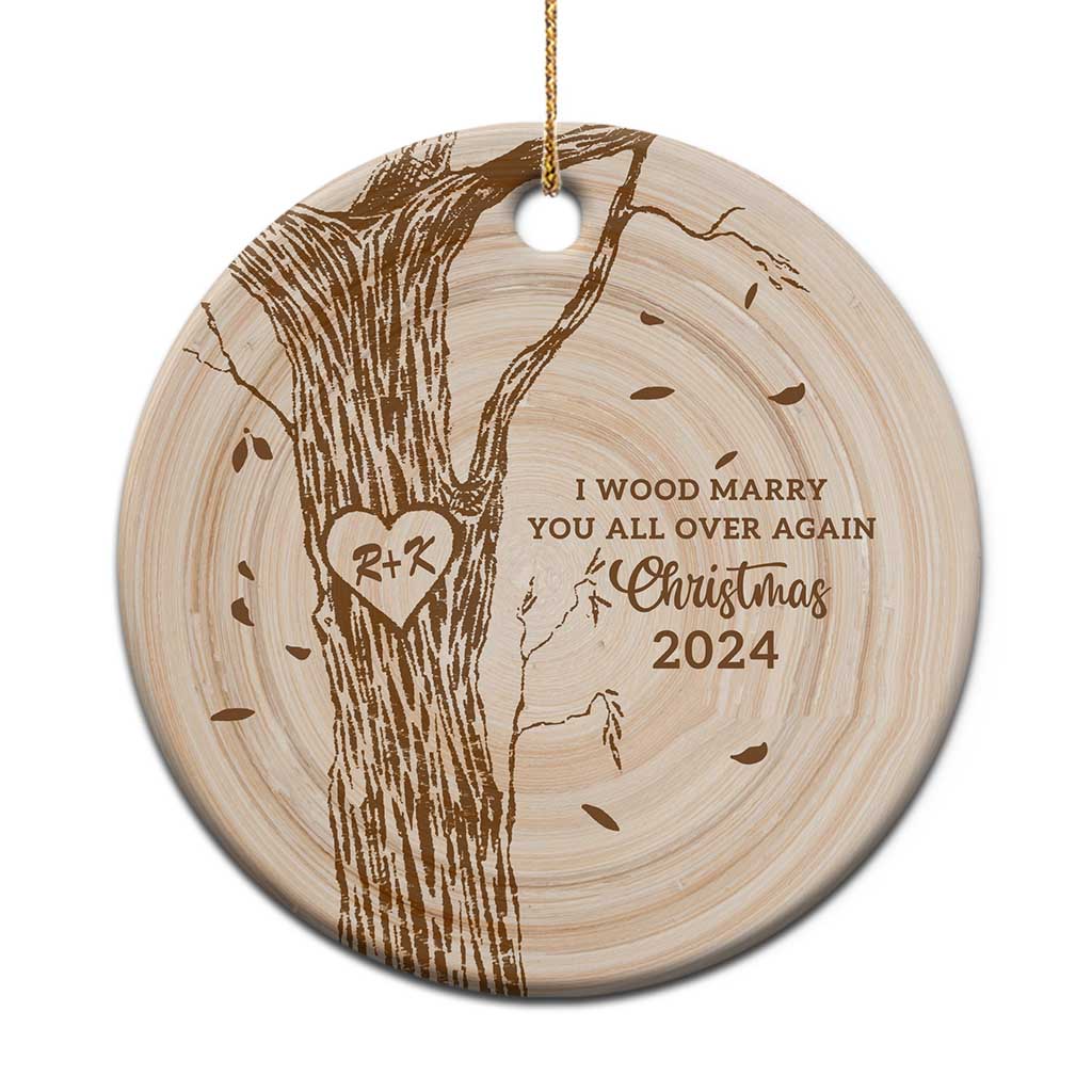 Personalized Couples Gift Christmas Ornament Custom Name Letter I Wood Marry You All Over Again Anniversary Wedding TS10 Print Your Wear