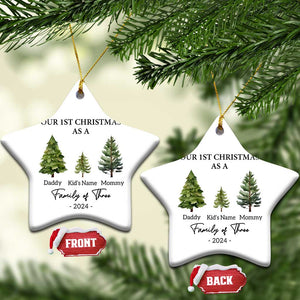 Personalized First Family of Three Christmas Ornament Custom Kid's Name Baby First Christmas TS10 Star White Print Your Wear