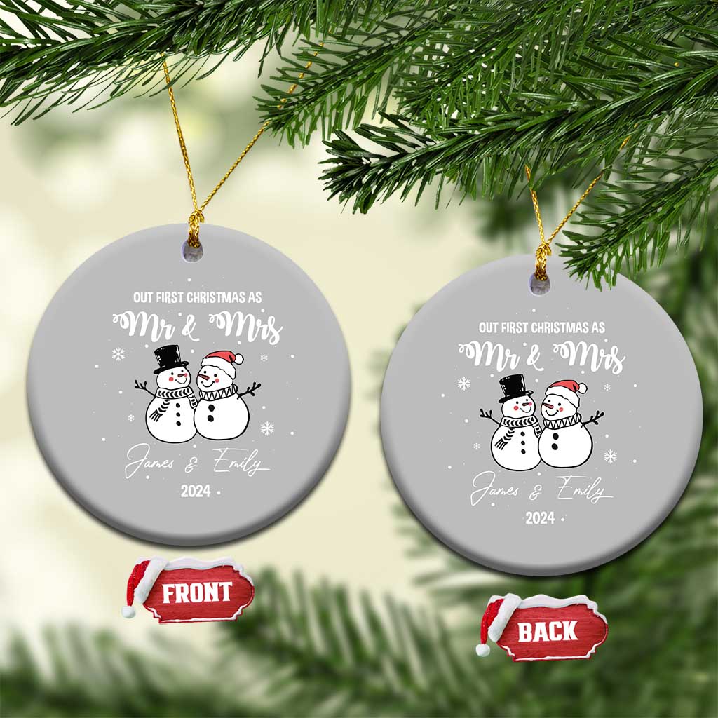 Personalized Mr Mrs Christmas Ornament 2024 Custom Name Our First Xmas Together Wedding Gifts for Couples TS10 Circle Grey Print Your Wear