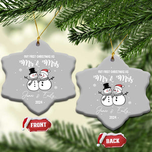 Personalized Mr Mrs Christmas Ornament 2024 Custom Name Our First Xmas Together Wedding Gifts for Couples TS10 Snow Flake Grey Print Your Wear