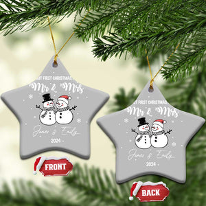 Personalized Mr Mrs Christmas Ornament 2024 Custom Name Our First Xmas Together Wedding Gifts for Couples TS10 Star Grey Print Your Wear