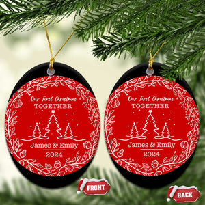 Personalized Mr Mrs Christmas Ornament Custom Name Keepsake First Christmas Together Wedding Gifts for New Couple TS10 Oval Red Print Your Wear