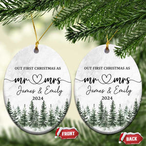 Personalized Mr Mrs Christmas Ornament Custom Name Our First Xmas Together Wedding Gifts for Couples TS10 Oval Marbel Print Your Wear