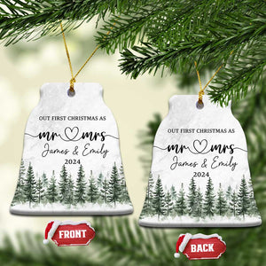 Personalized Mr Mrs Christmas Ornament Custom Name Our First Xmas Together Wedding Gifts for Couples TS10 Bell Flake Marbel Print Your Wear