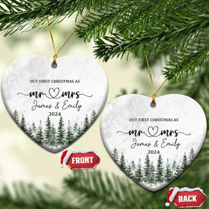 Personalized Mr Mrs Christmas Ornament Custom Name Our First Xmas Together Wedding Gifts for Couples TS10 Heart Marbel Print Your Wear