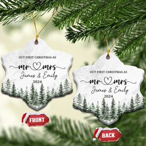 Personalized Mr Mrs Christmas Ornament Custom Name Our First Xmas Together Wedding Gifts for Couples TS10 Snow Flake Marbel Print Your Wear