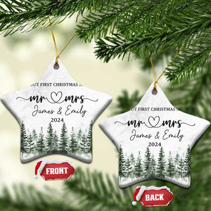 Personalized Mr Mrs Christmas Ornament Custom Name Our First Xmas Together Wedding Gifts for Couples TS10 Star Marbel Print Your Wear