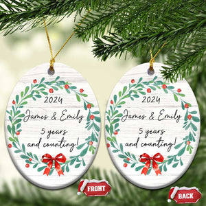 Personalized 5th Anniversary Christmas Ornament 2024 Custom Name 5 Year Wedding Gifts for Couple TS10 Oval Wood Print Your Wear