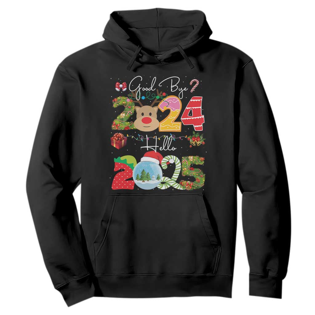 New Year 2025 Hoodie Merry Christmas Good Bye 2024 Hello 2025 TS10 Black Print Your Wear