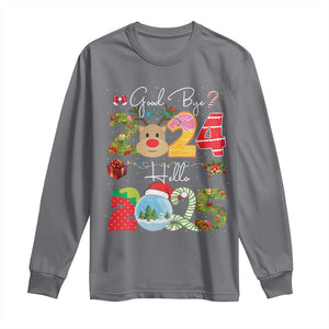 New Year 2025 Long Sleeve Shirt Merry Christmas Good Bye 2024 Hello 2025 TS10 Charcoal Print Your Wear