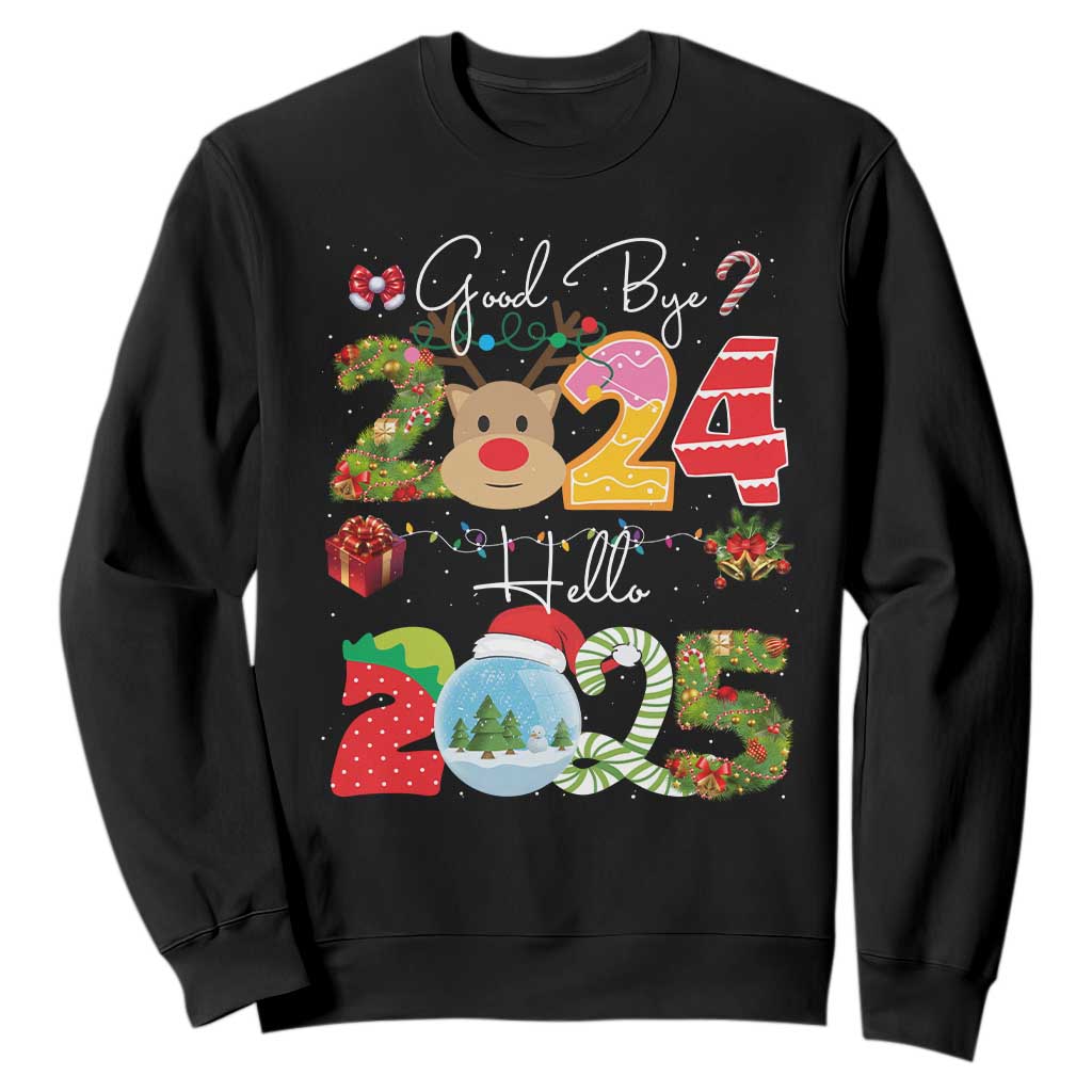 New Year 2025 Sweatshirt Merry Christmas Good Bye 2024 Hello 2025 TS10 Black Print Your Wear
