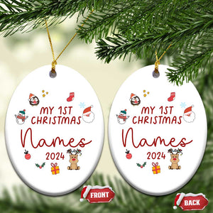 Personalized Baby's First Christmas Ornament 2024 Custom Name Keepsake Xmas Decoration TS10 Oval White Print Your Wear