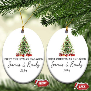 Personalized First Xmas Engaged Christmas Ornament Custom Name Keepsake Gifts for Couple TS10 Oval White Print Your Wear