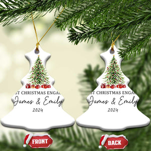 Personalized First Xmas Engaged Christmas Ornament Custom Name Keepsake Gifts for Couple TS10 Christmas Tree White Print Your Wear