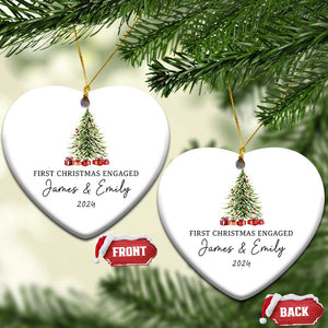 Personalized First Xmas Engaged Christmas Ornament Custom Name Keepsake Gifts for Couple TS10 Heart White Print Your Wear