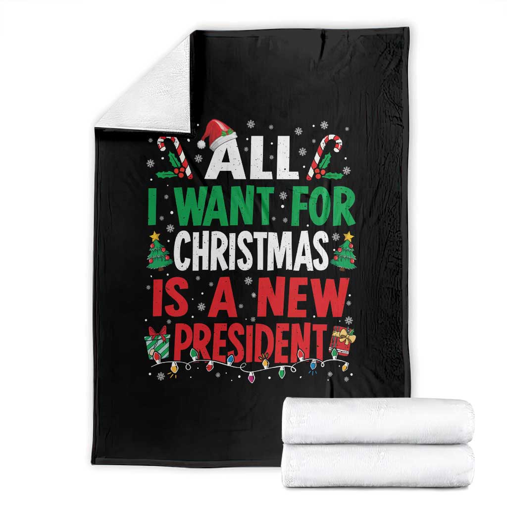 All I Want for Christmas Is A New President Throw Blanket Subtle FDT Sarcastic Holiday TS10 Black Print Your Wear