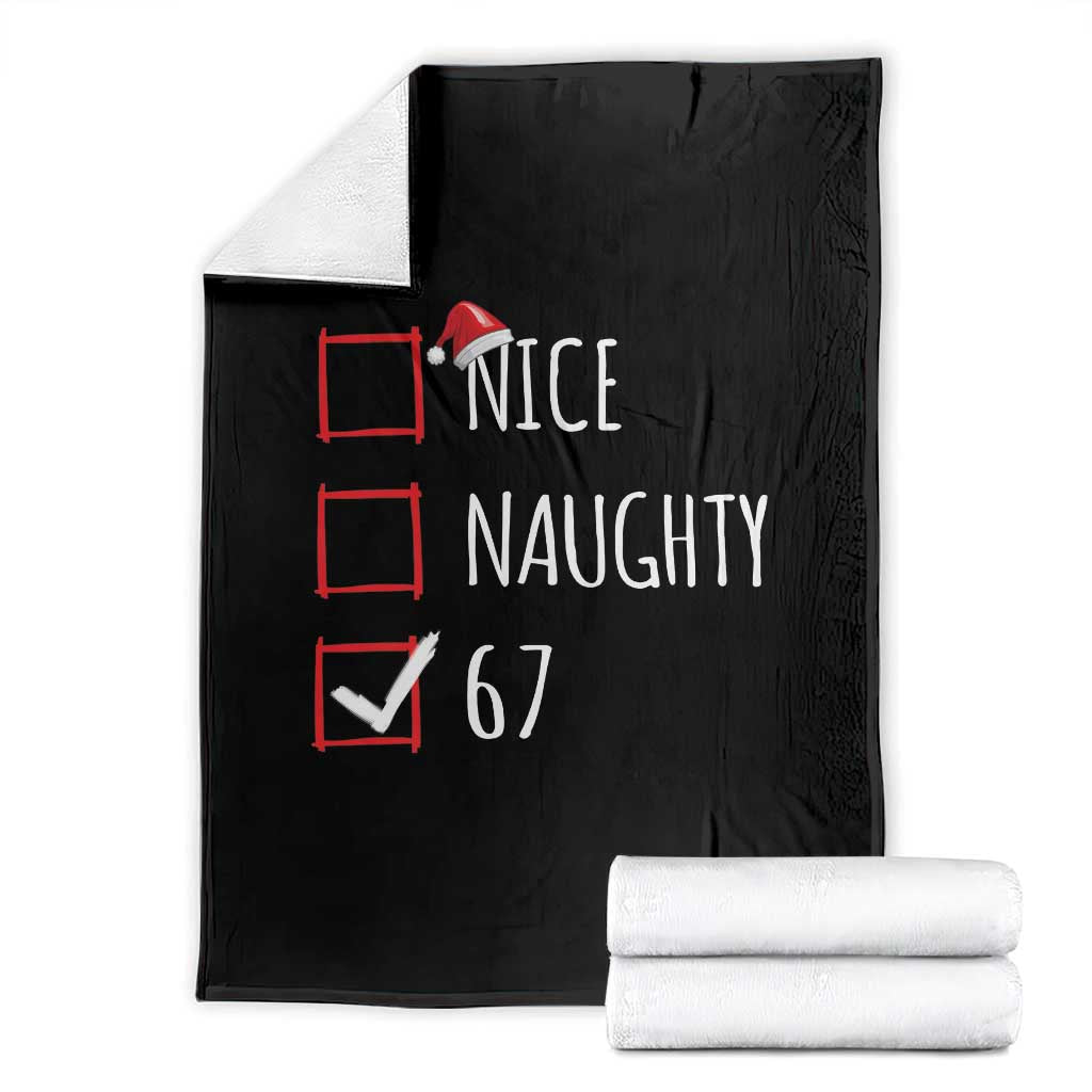 67 Christmas Throw Blanket Funny Nice Naughty Six Seven 6 7 Meme Brain Rot TS10 Black Print Your Wear