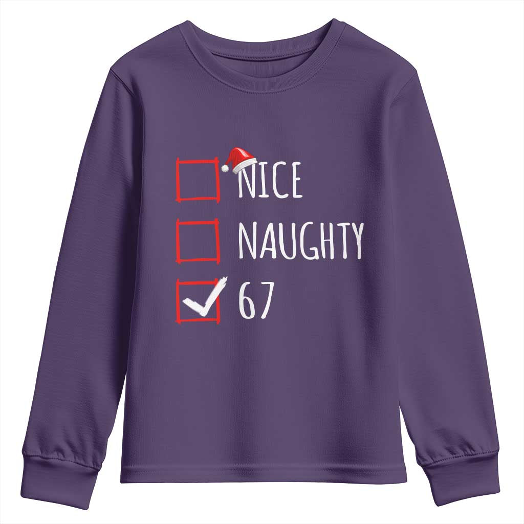67 Christmas Youth Sweatshirt Funny Nice Naughty Six Seven 6 7 Meme Brain Rot TS10 Purple Print Your Wear