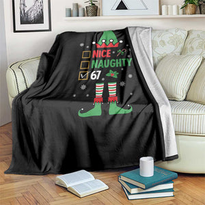 67 Christmas Throw Blanket Funny Six Seven Meme Brainrot Nice Naughty 6 7 Elf Custome TS10 Print Your Wear