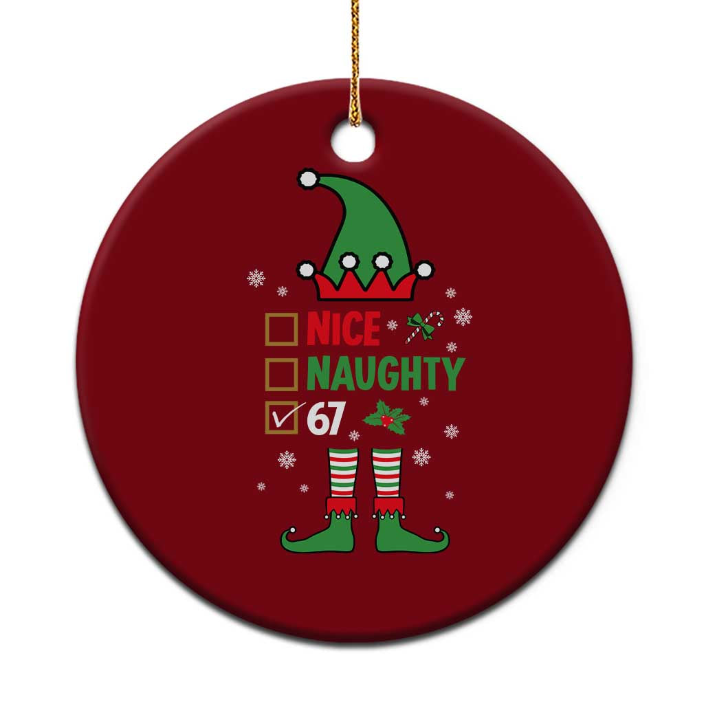 67 Christmas Ceramic Ornament Funny Six Seven Meme Brainrot Nice Naughty 6 7 Elf Custome TS10 1pc Red Print Your Wear