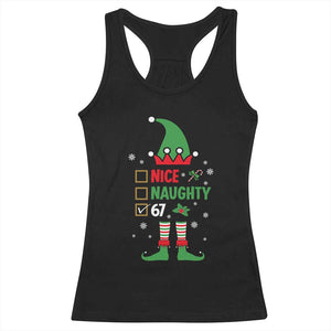 67 Christmas Racerback Tank Top Funny Six Seven Meme Brainrot Nice Naughty 6 7 Elf Custome TS10 Black Print Your Wear