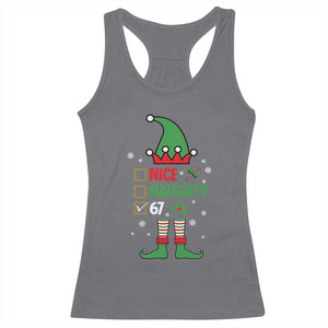 67 Christmas Racerback Tank Top Funny Six Seven Meme Brainrot Nice Naughty 6 7 Elf Custome TS10 Charcoal Print Your Wear