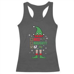 67 Christmas Racerback Tank Top Funny Six Seven Meme Brainrot Nice Naughty 6 7 Elf Custome TS10 Dark Heather Print Your Wear