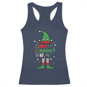67 Christmas Racerback Tank Top Funny Six Seven Meme Brainrot Nice Naughty 6 7 Elf Custome TS10 Navy Print Your Wear