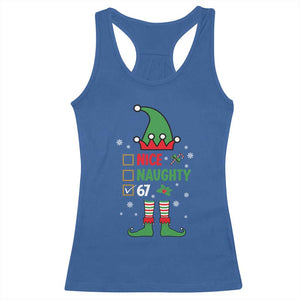 67 Christmas Racerback Tank Top Funny Six Seven Meme Brainrot Nice Naughty 6 7 Elf Custome TS10 Royal Blue Print Your Wear