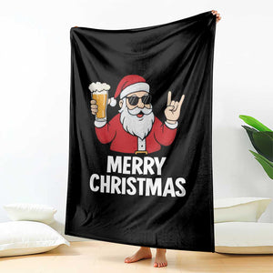 Merry Christmas Funny Santa Drinking Beer Throw Blanket TS10 Print Your Wear