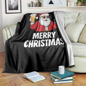 Merry Christmas Funny Santa Drinking Beer Throw Blanket TS10 Print Your Wear