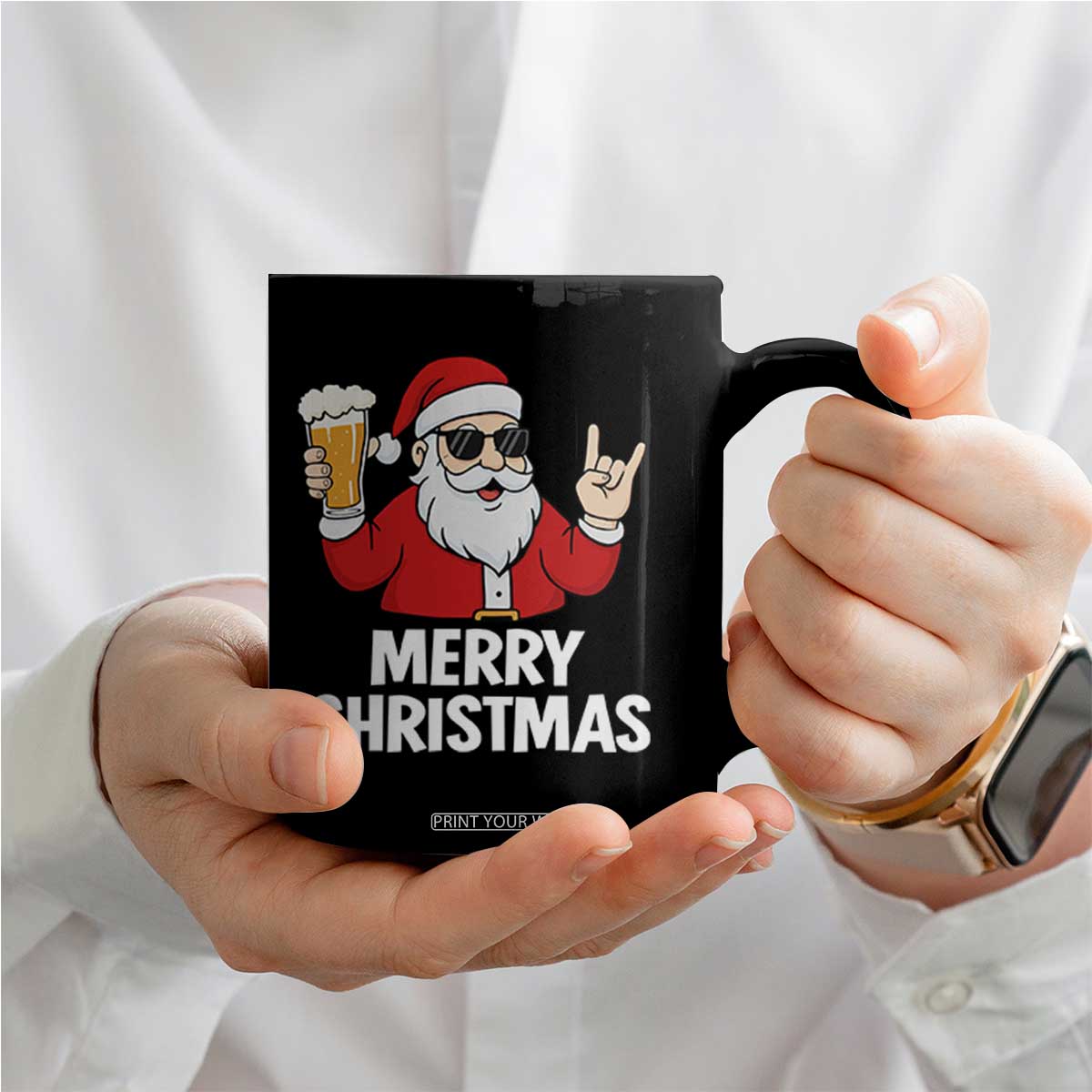 Merry Christmas Funny Santa Drinking Beer Coffee Mug TS10 Print Your Wear