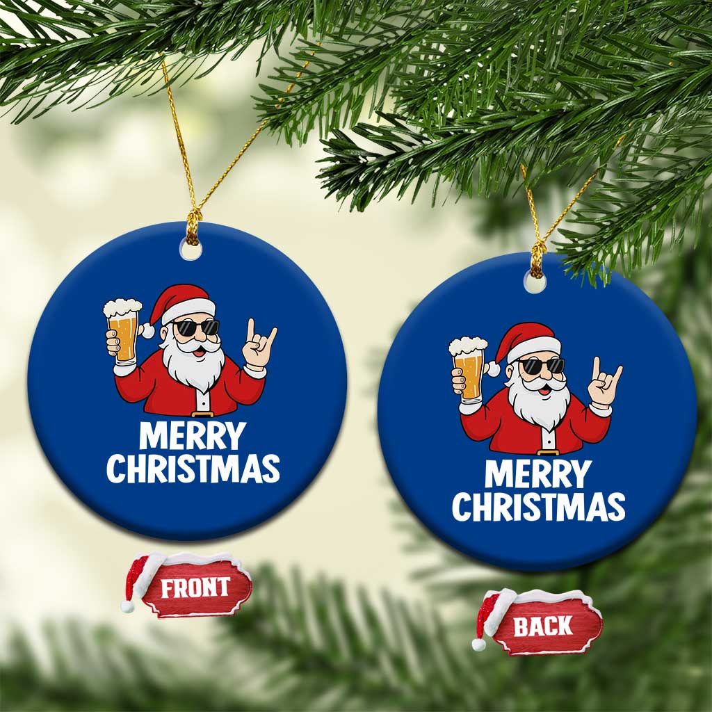 Merry Christmas Funny Santa Drinking Beer Ceramic Ornament TS10 1pc Blue Print Your Wear