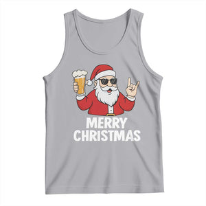 Merry Christmas Funny Santa Drinking Beer Tank Top TS10 Athletic Heather Print Your Wear