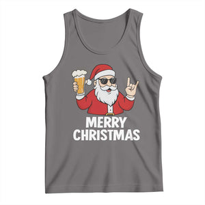 Merry Christmas Funny Santa Drinking Beer Tank Top TS10 Deep Heather Print Your Wear