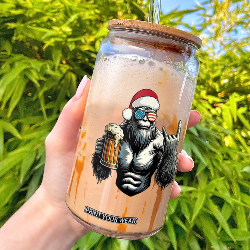 Bigfoot Christmas Glass Can Most Wonderful Xmas Sasquatch Beer TS10 Black Print Your Wear