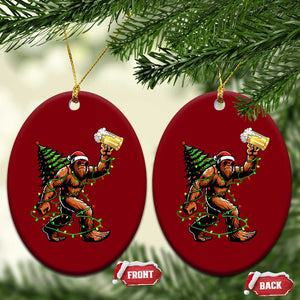 Santa Bigfoot Christmas Tree Ceramic Ornament Xmas Lights Funny Sasquatch Beer TS10 Print Your Wear