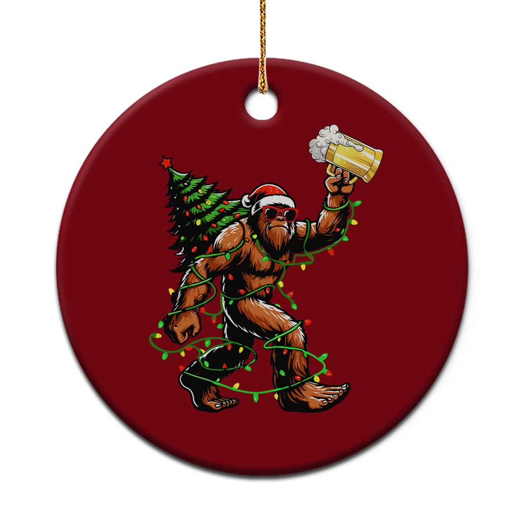 Santa Bigfoot Christmas Tree Ceramic Ornament Xmas Lights Funny Sasquatch Beer TS10 1pc Red Print Your Wear