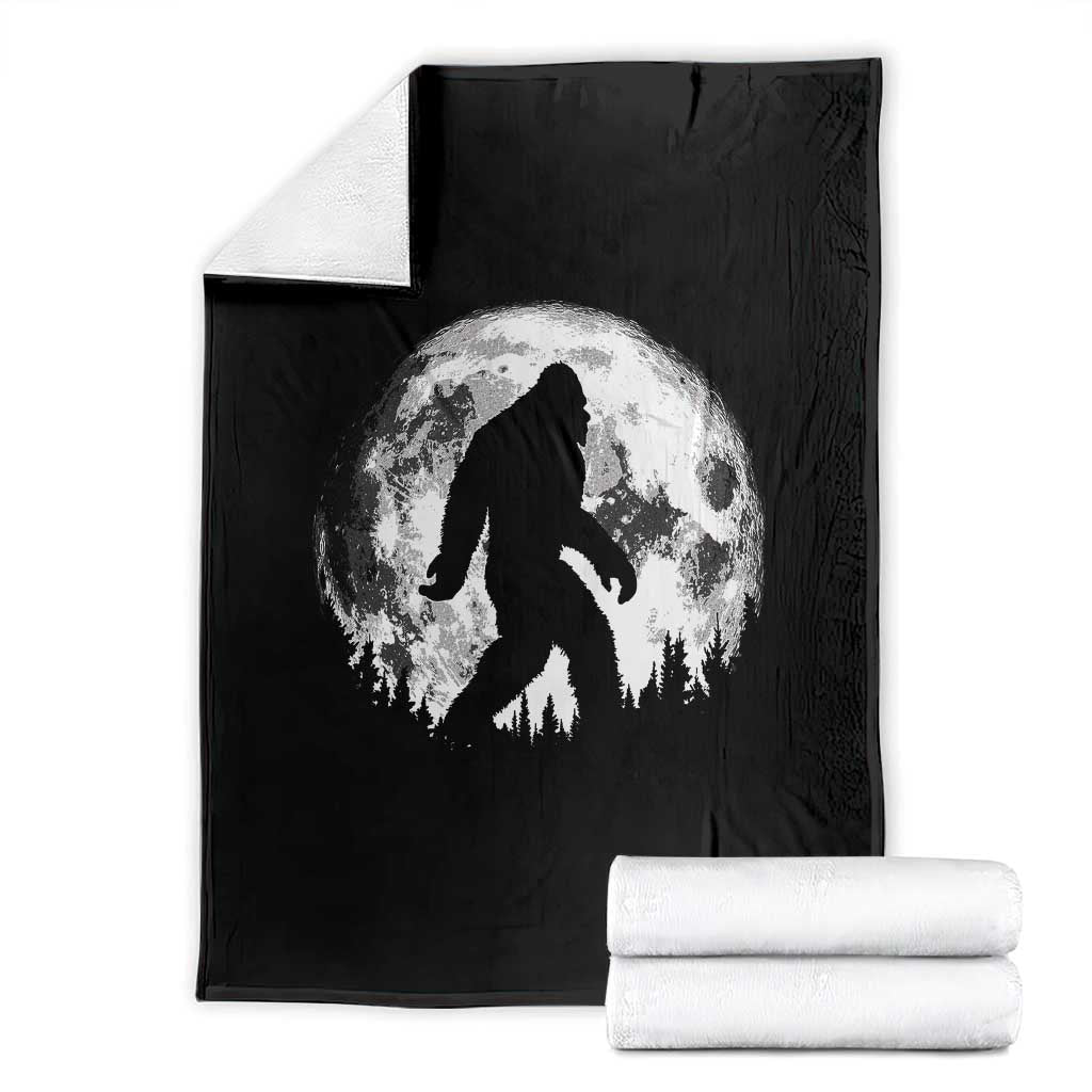 Bigfoot Night Stroll Throw Blanket Cool Full Moon & Trees Sasquatch TS10 Black Print Your Wear