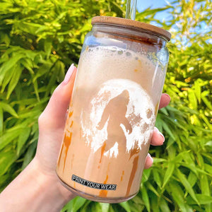Bigfoot Night Stroll Glass Can Cool Full Moon & Trees Sasquatch TS10 Black Print Your Wear