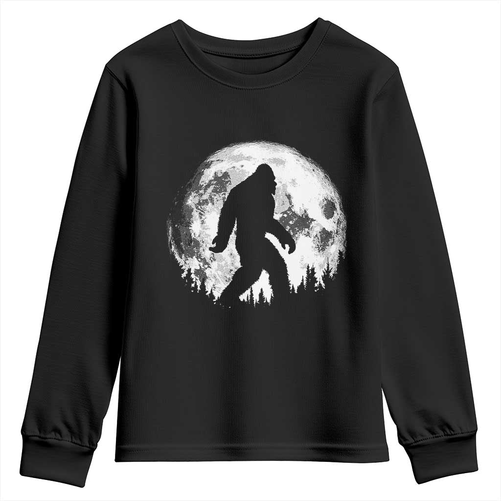 Bigfoot Night Stroll Youth Sweatshirt Cool Full Moon & Trees Sasquatch TS10 Black Print Your Wear