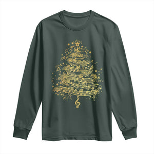 Music Christmas Tree Long Sleeve Shirt Musician Music Lover Gift TS10 Dark Forest Green Print Your Wear
