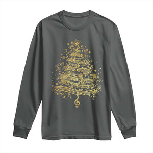 Music Christmas Tree Long Sleeve Shirt Musician Music Lover Gift TS10 Dark Heather Print Your Wear