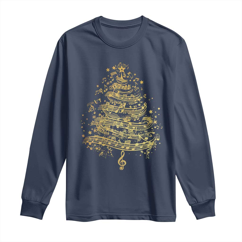 Music Christmas Tree Long Sleeve Shirt Musician Music Lover Gift TS10 Navy Print Your Wear