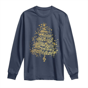 Music Christmas Tree Long Sleeve Shirt Musician Music Lover Gift TS10 Navy Print Your Wear