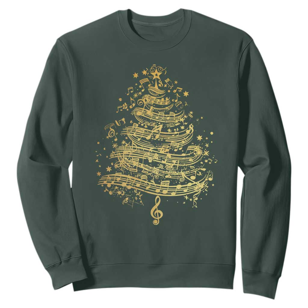 Music Christmas Tree Sweatshirt Musician Music Lover Gift TS10 Dark Forest Green Print Your Wear